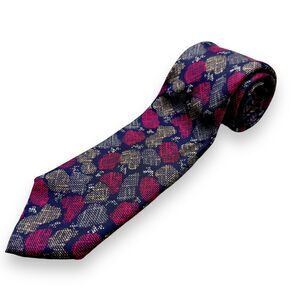 Enrico Coveri Mens Vintage Silk Dress Tie Made in Italy Abstract Floral 59" 3.5"